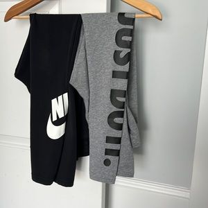 Nike cotton leggings size small worn black and grey pair.